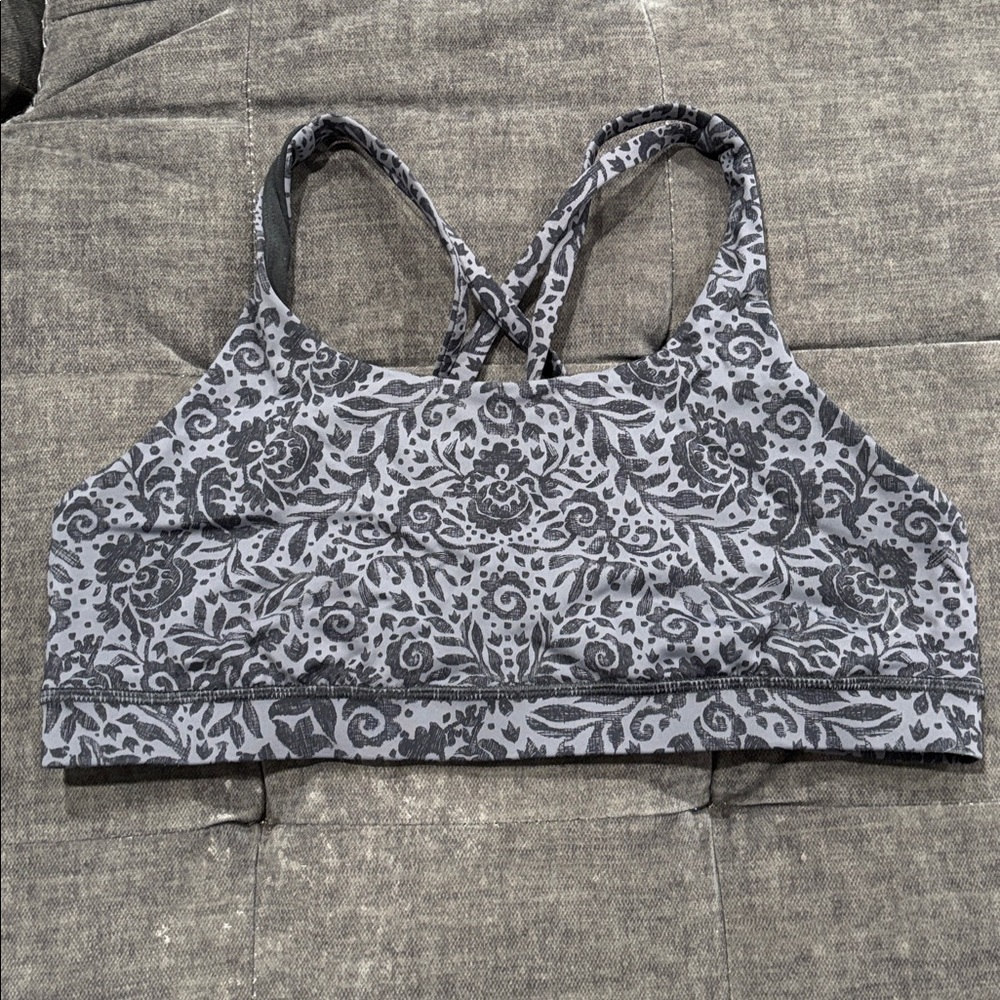 Lululemon Gray Floral Patterned Sports Bra